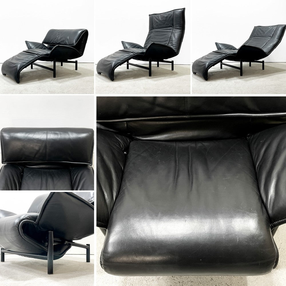 カッシーナイクスシー Cassina ixc. ヴェランダ VERANDA 1pソファ ローバック ハイバック オットマン ブラックレザー 本革 ヴィコ・マジストレッティ イタリア モダン ●