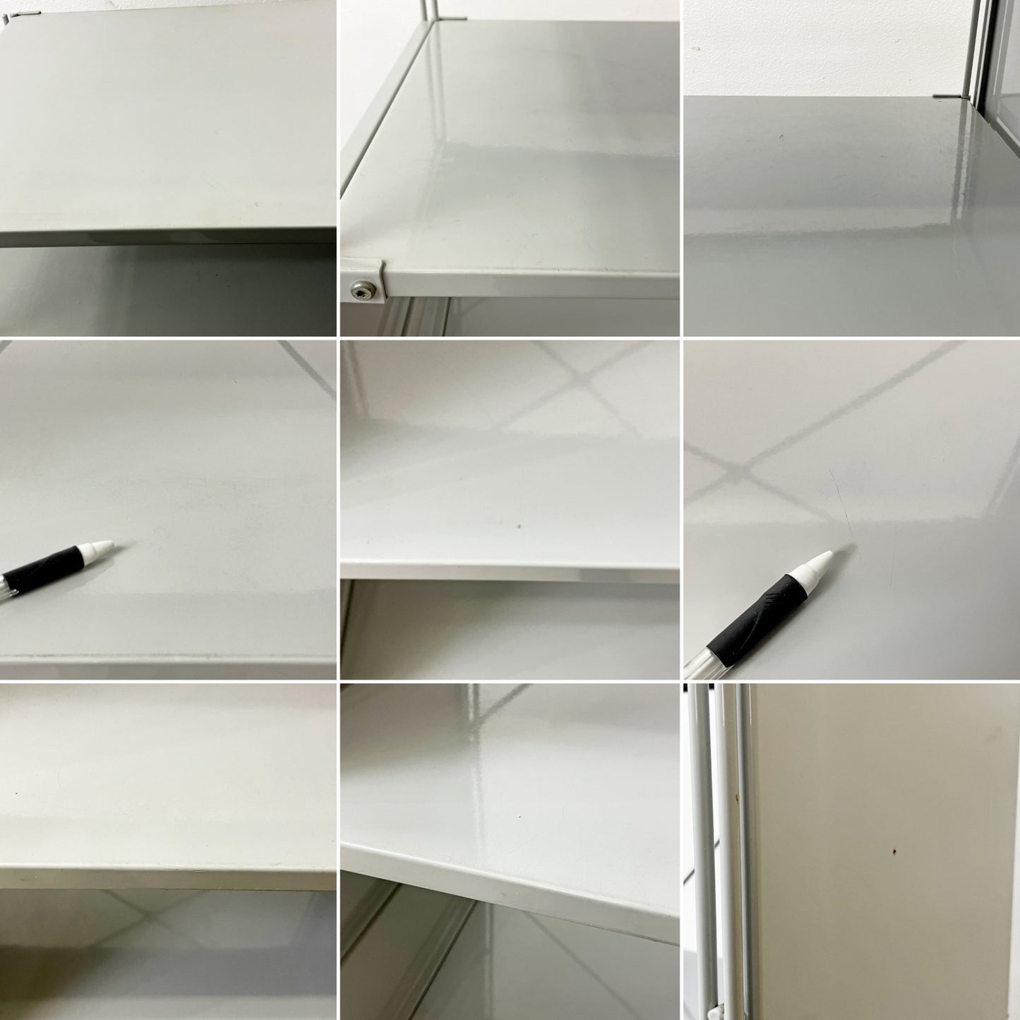 無印良品 MUJI スチールユニットシェルフ オープンシェルフ 6段 ライトグレー サイドパネル付き ●