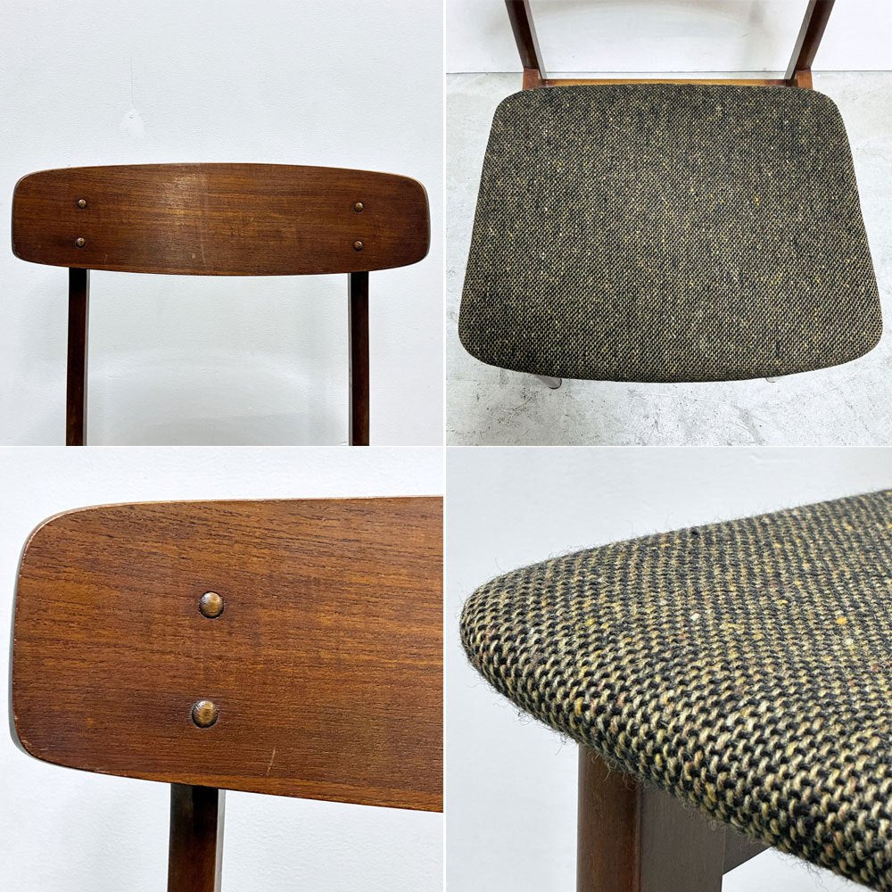 北欧ビンテージ Scandinavian Vintage ダイニングチェア チーク材 ファブリック ブラック系 デンマーク 北欧家具 ●