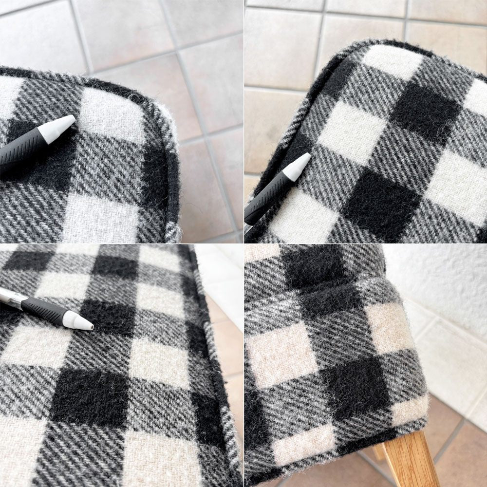 モーブレーワークス MOBLEY WORKS クラマス レッグレスト Klamath Leg Rest オットマンスツール ブロックチェック ブラック×ホワイト オーク材 鰤岡力也 ◇