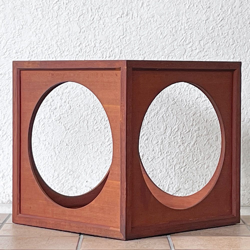 二葉家具 ビンテージ ハコテーブル チーク材 W40cm 原好輝 オープンシェルフ 自在家具 ミッドセンチュリーモダン 希少 A ◇