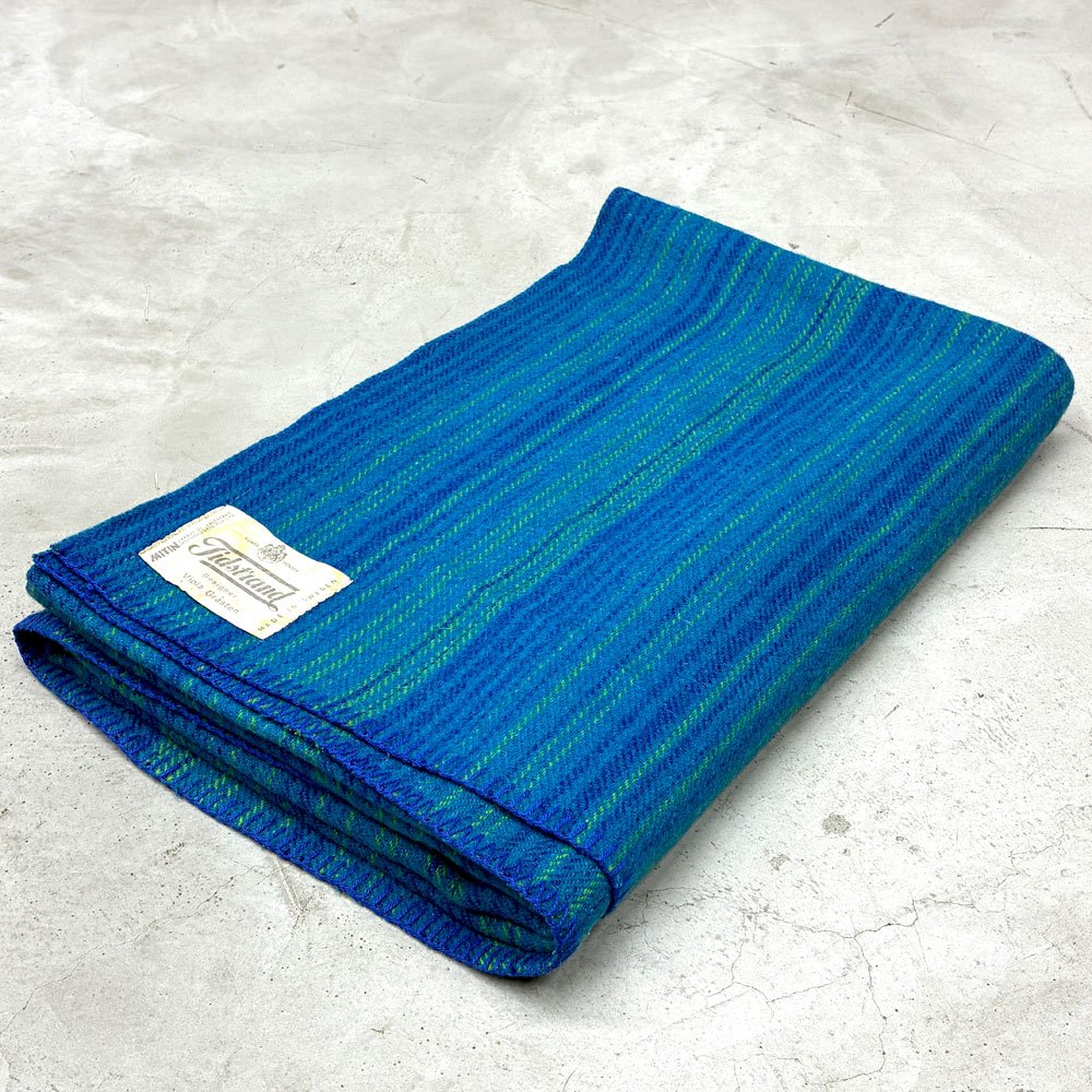 ティドストランド Tidstrand ウールブランケット ブルー × グリーン 150×230cm ヴィオラ・グラーステン Viola Grasten 皇室御用達 スウェーデンビンテージ ◎