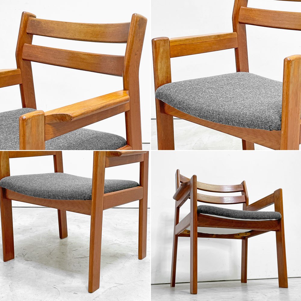 辻木工 TSUJI MOKKO チーク材 ダイニング アームチェア ファブリック張替済み ビンテージ vintage 北欧スタイル ●