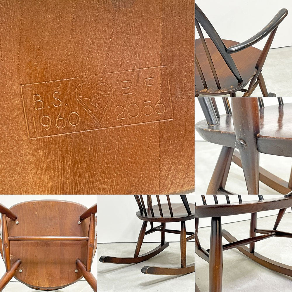 アーコール Ercol クエーカー ロッキングチェア アームチェア コロニアル ブラウン エルム材 ビーチ材 UKビンテージ 英国家具 ●