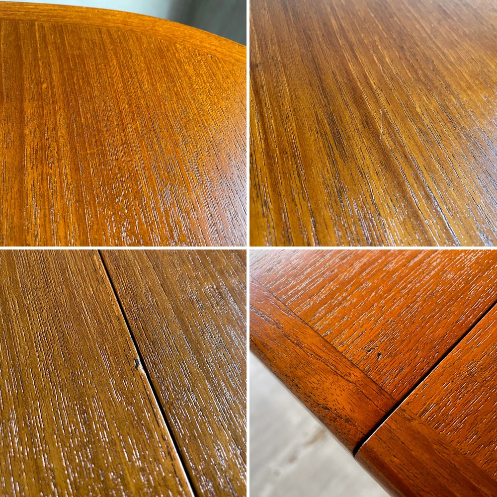 グドメ GUDME エクステンション 伸長式 ダイニングテーブル チーク材 W161~209.5~258cm 追加天板2枚 デンマークビンテージ 北欧家具 ♪