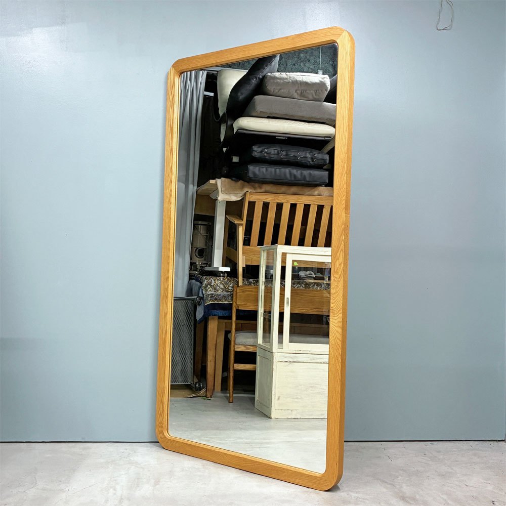 モーブレーワークス MOBLEY WORKS 大型ウォールミラー ハンギングミラー オーク無垢材 幅100cm 高さ185cm 店舗什器 ◎