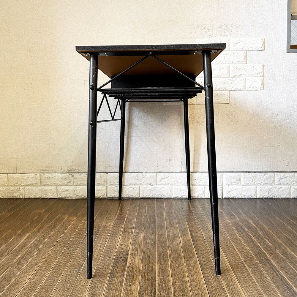 ミッドセンチュリーデザイン Midcentury Design メラミントップ × スチールレッグ デスク W90.5cm 抽斗1杯 50's ビンテージ ◎