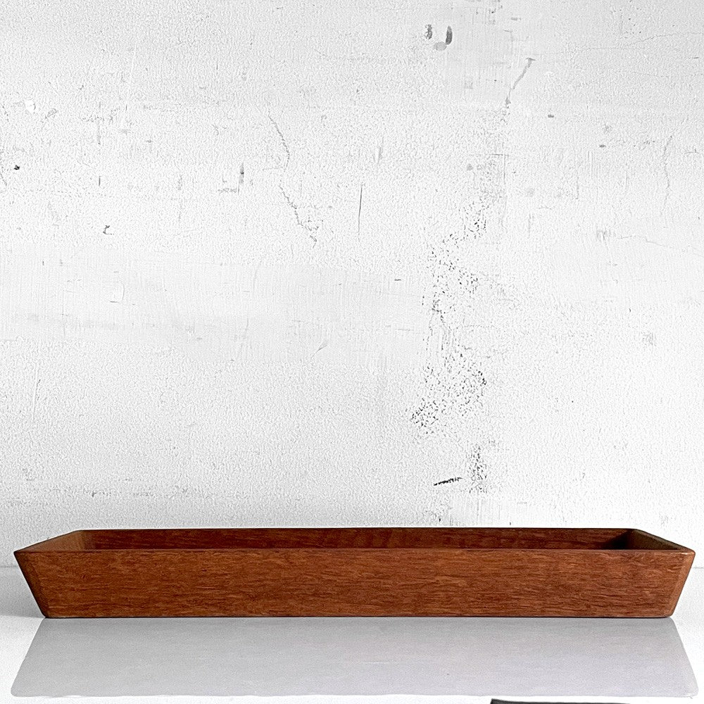 三谷龍二 Ryuji Mitani 長角盆 ウッドトレイ 折敷 チーク無垢材 鑿痕 W36.5cm 木の器 木工 現代作家 ■