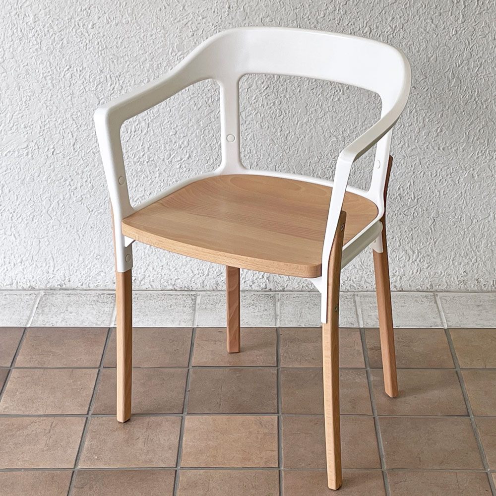 マジス MAGIS スティールウッドチェア Steelwood Chair ホワイト＆ビーチ アームチェア ロナン & エルワン・ブルレック イタリア ◇