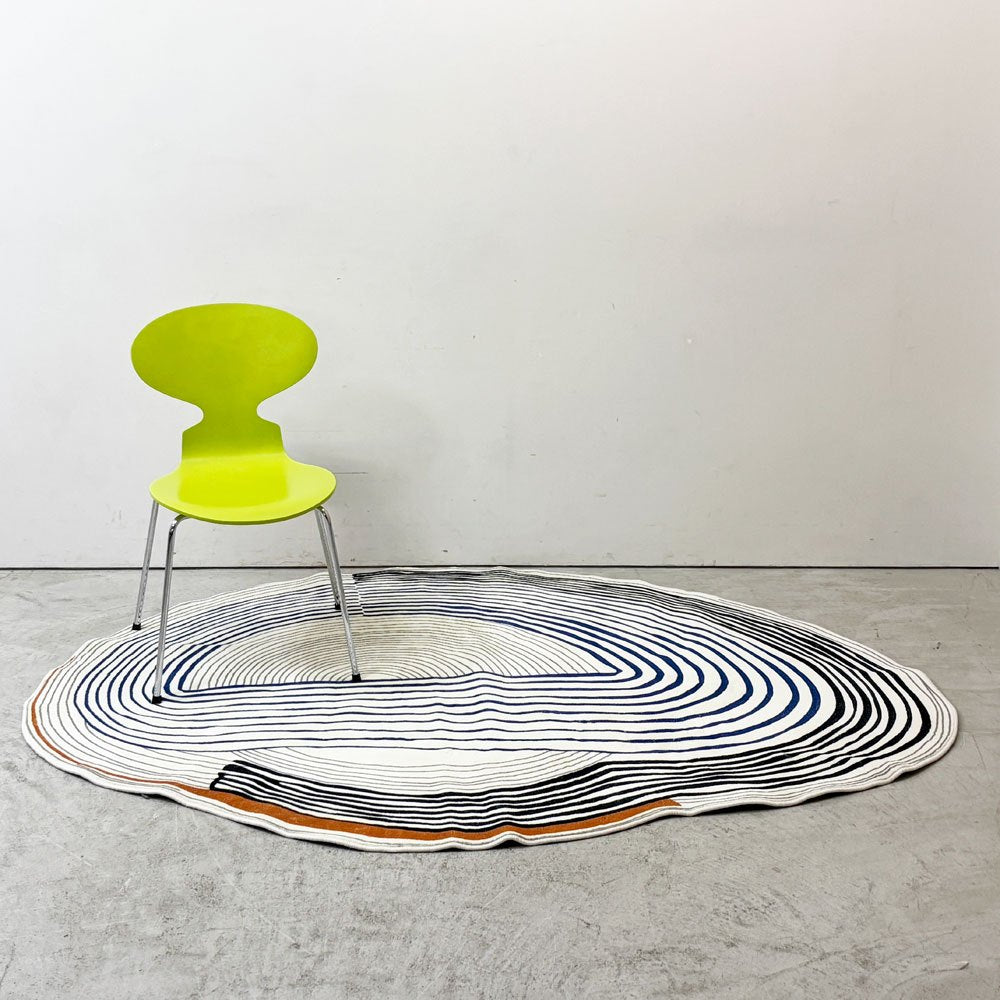 アートラグ Art Rug ラグマット カーペット モノクローム 変形デザイン アシメトリー モダンデザイン W200cm ●