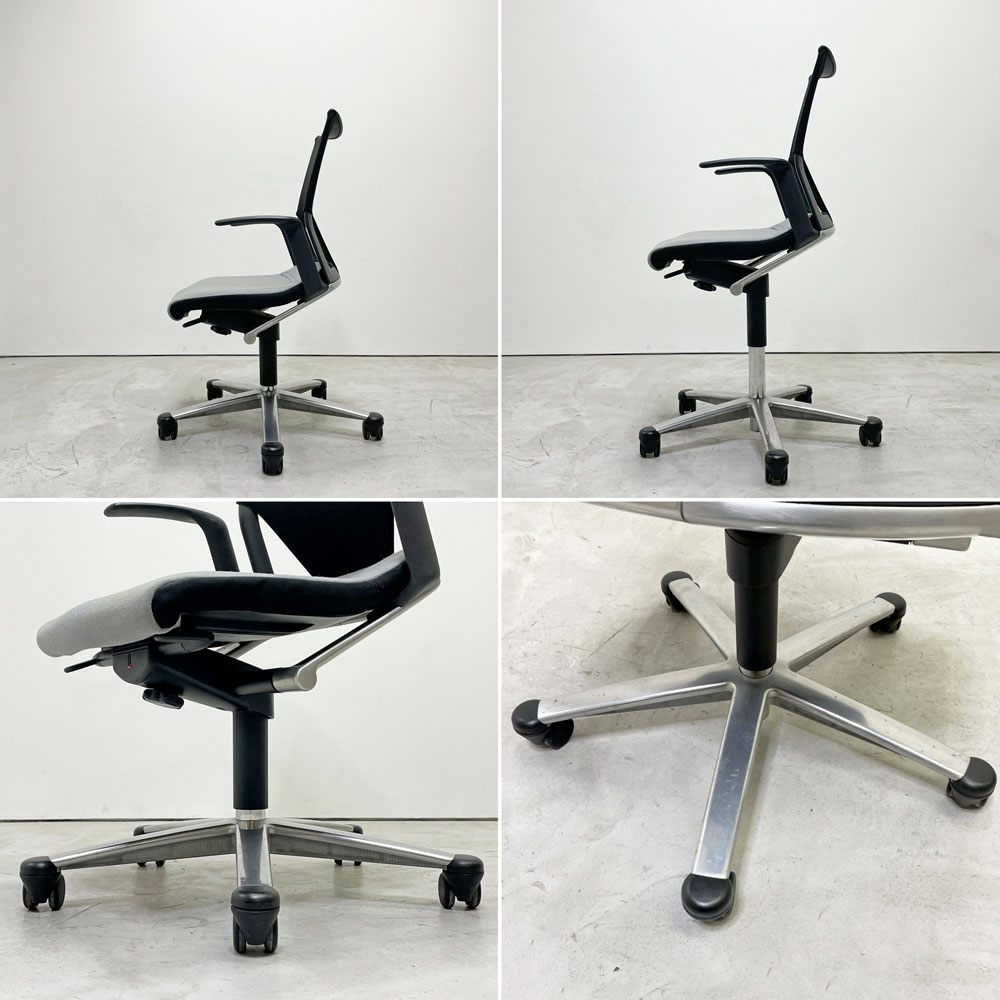 ウィルクハーン Wilkhahn モダス Modus デスクチェア オフィスチェア ミドルバック アーム付 グレー 座面昇降 ●
