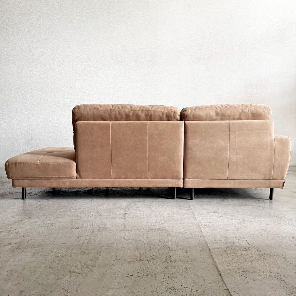 リラックスフォーム RELAX FORM ディオラ DIOLA カウチソファ ダブルシェーズ 3人掛け ミルキーベージュ W245cm プライムレザーテックス 関家具 〓