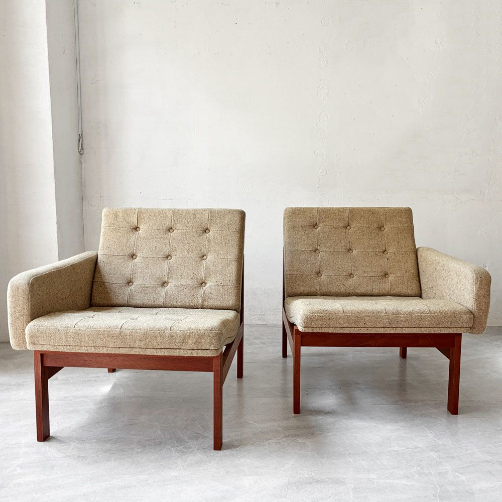 フランス＆サン France & Søn モジュラインソファ Moduline Sofa ラウンジチェア 2Pソファ チーク材 グレーファブリック デンマークビンテージ ★