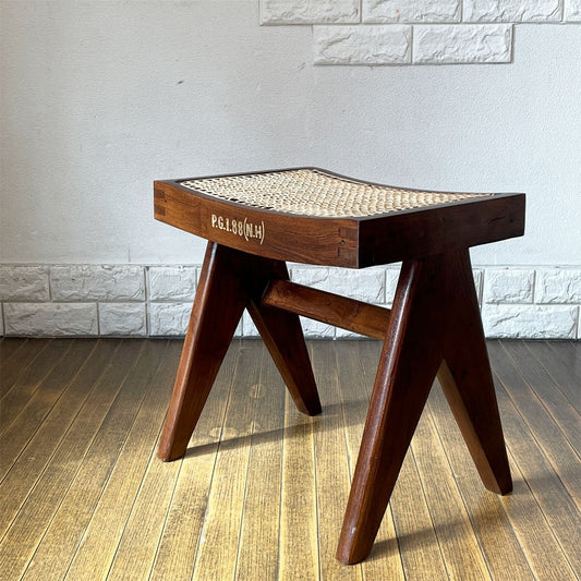 ピエールジャンヌレ Pierre Jeanneret ロースツール Low Stool ビルマチーク リプロダクト品 ◎