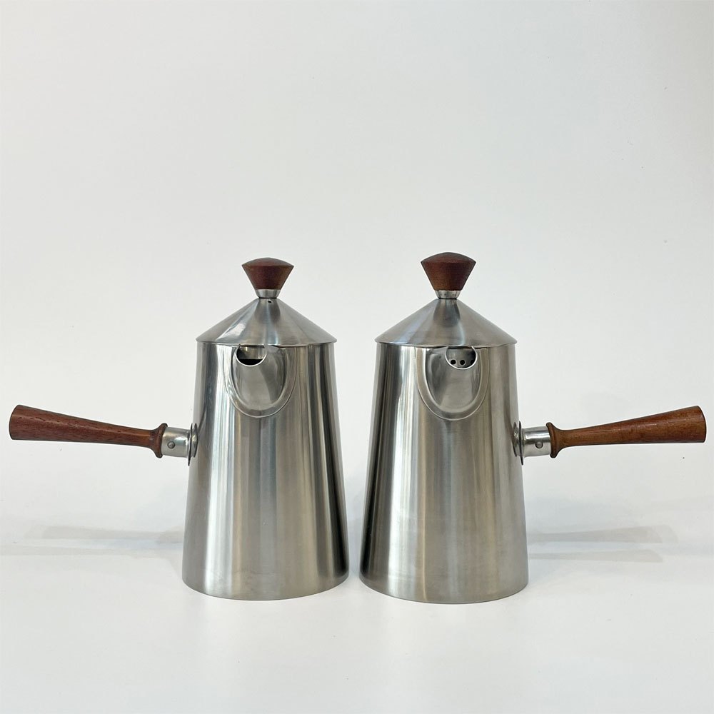オールドホール Old Hall カムデン CAMDEN カフェオレポット 左右ペア ステンレス × チーク材 ロバート・ウェルチ 英国ビンテージ 旧J&Jウィギン ★