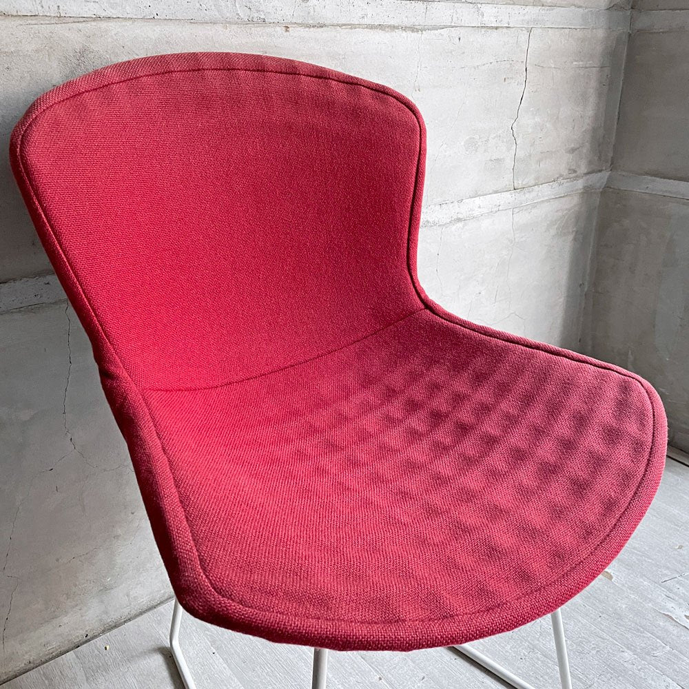 ノル Knoll 420 サイドチェア ワイヤーチェア ダイニングチェア ホワイト × レッド ファブリック フルカバー仕様 ハリー・ベルトイア ミッドセンチュリー ビンテージ ♪