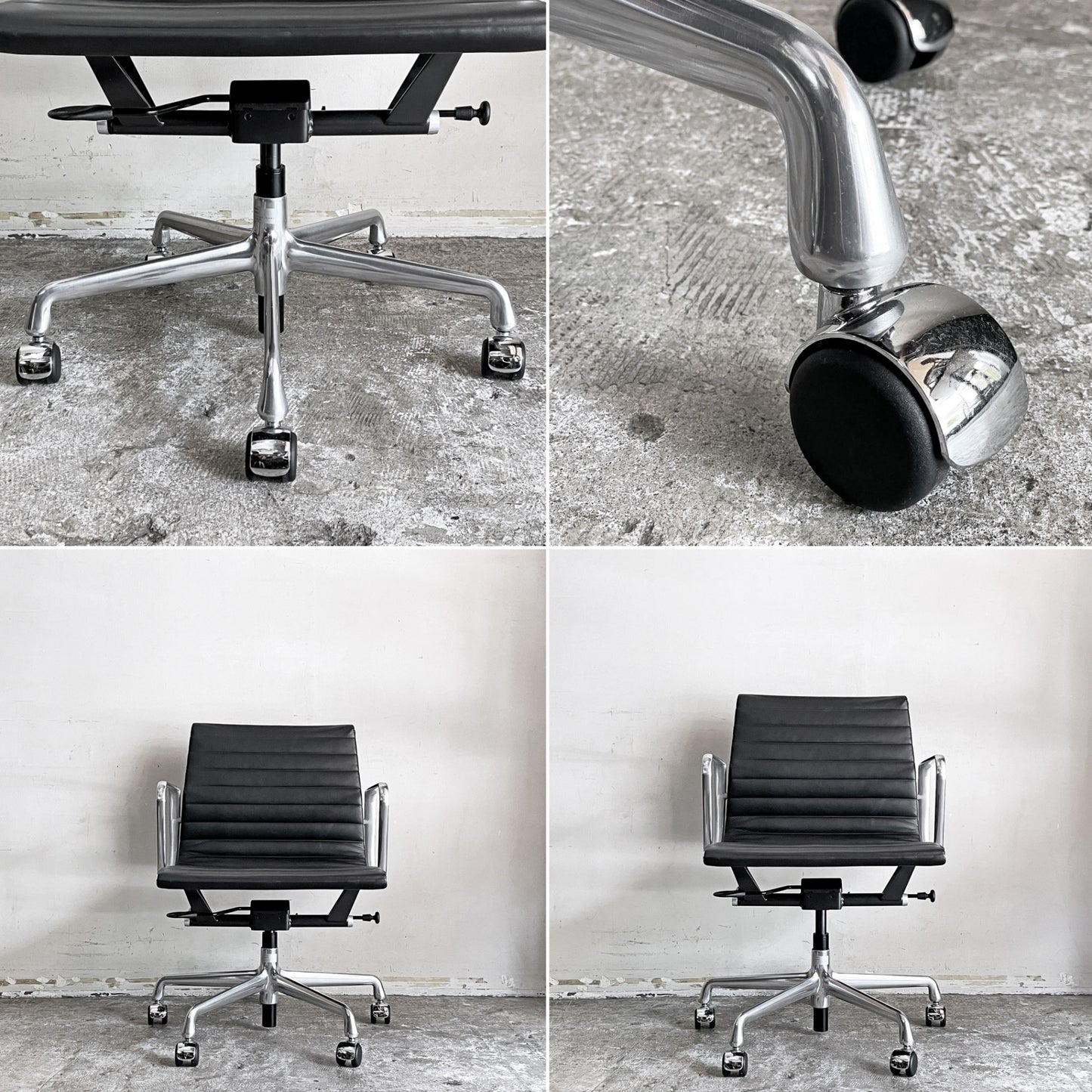 ハーマンミラー Herman Miller イームズアルミナムグループチェア マネージメントチェア アルミバフベース ガス圧昇降仕様 5本脚 キャスタータイプ 本革 イームズ ■