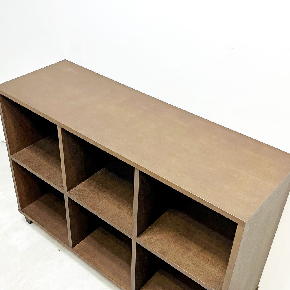無印良品 MUJI 2×3 2段3列 タモ材 ブラウン オープンシェルフ 棚 キャビネット 飾り棚 立ち脚 シンプルデザイン 廃番 ●
