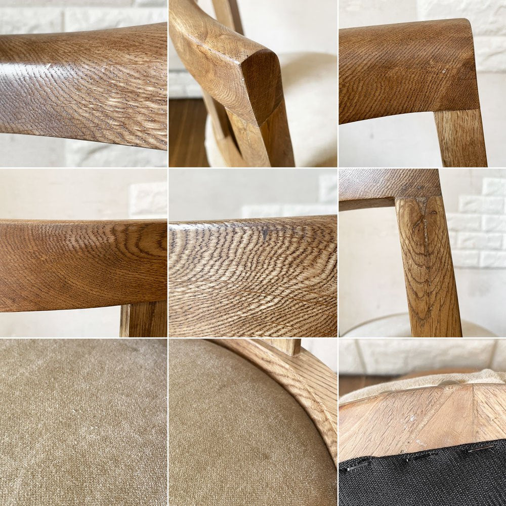 クラッシュゲート CRASH GATE ノットアンティークス Knot antiques ファソラ FASOLA Ⅲ ローチェア オーク無垢材 ベルベットベージュ 回転式昇降 定価￥38,500- ◎