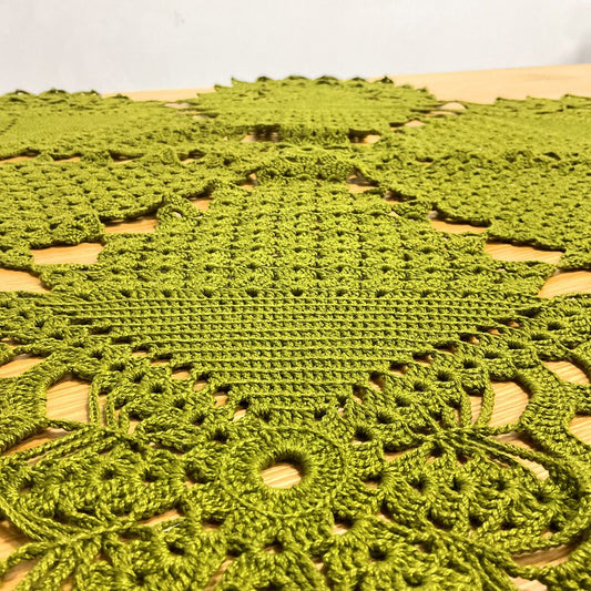 レース編み ドイリー テーブルマット 雪結晶 大判 94×90cm ●