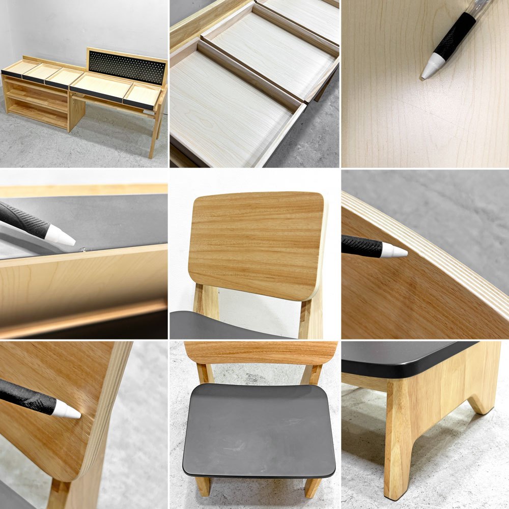 みのりの minorino キッズデスク デュオセット シェルフ KIDS DESK DUO SET SHELF ペグボード PEGBOARD ラバー無垢材 Forbo社製リノリウム 定価 ¥169,500- ●