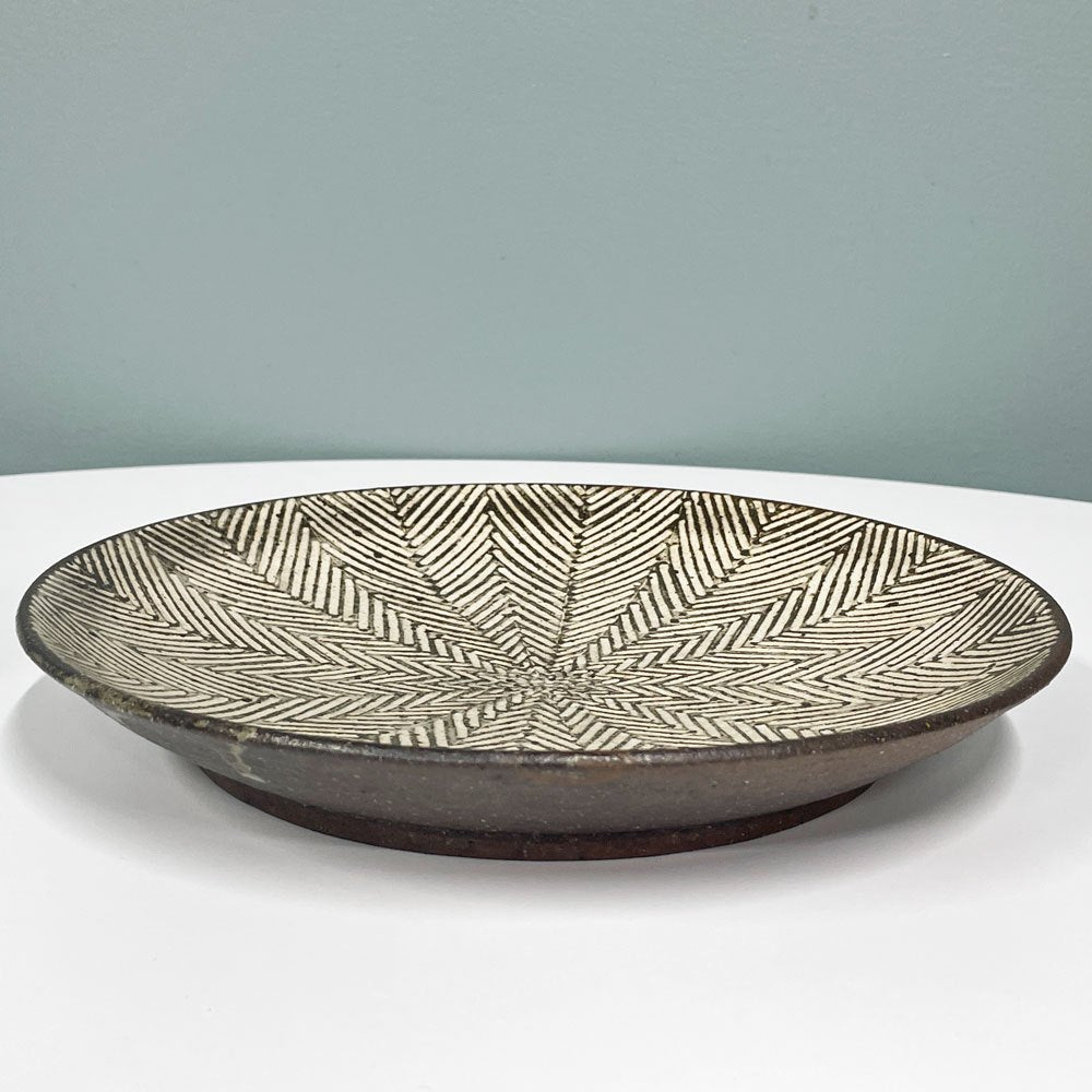 池田大介 ヘリンボーン 8寸皿 プレート Φ26.5cm 現代作家 三島手 陶器 大皿 丸皿 盛り皿 和食器 ◎