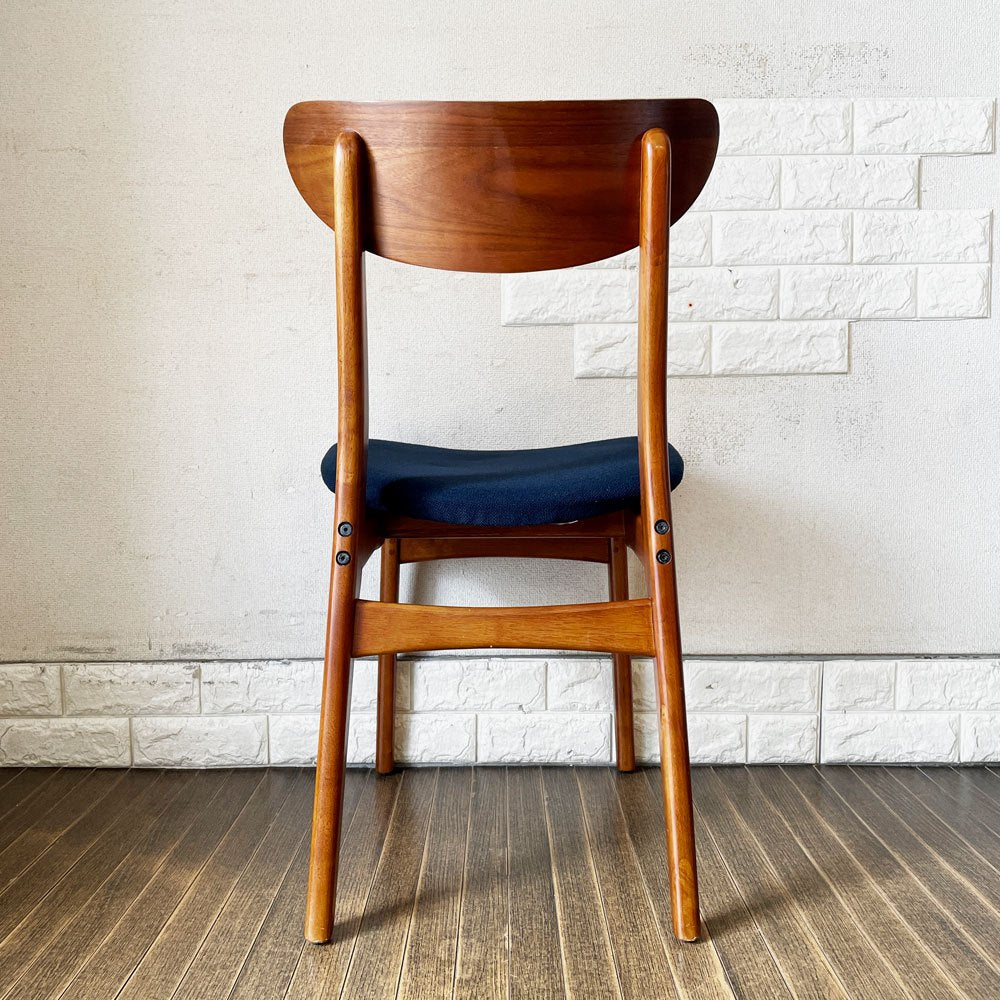 ウエストエルム West Elm クラシックカフェ Classic Cafe ダイニングチェア ファブリックシート ブルー系 ラバーウッド材 参考定価￥24,500- A ◎