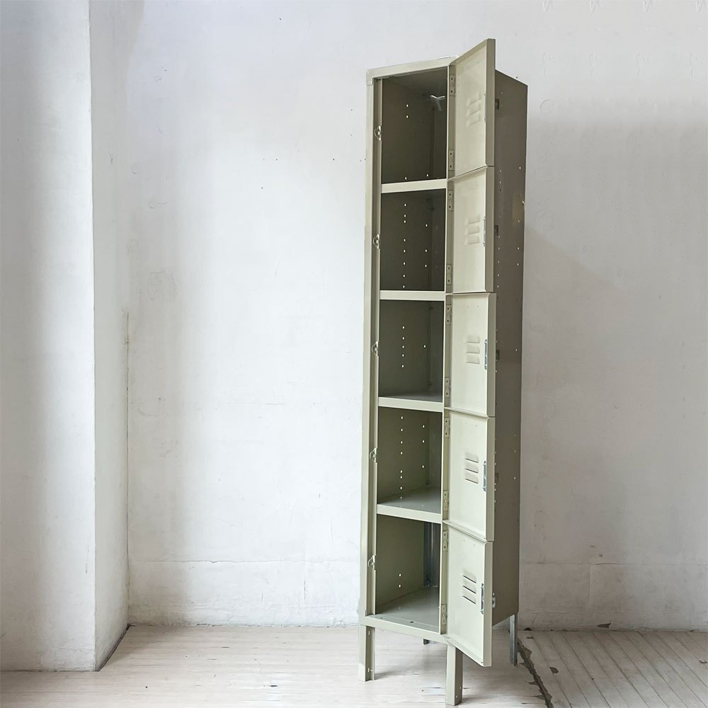 リオン LYON スチールロッカー ルーバーカット 5段 5-TIER LOCKER-LOUVER アイボリー puttywhite P.F.S取扱 ★