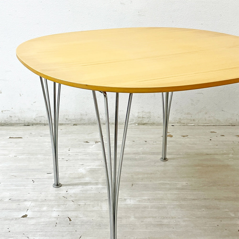 フリッツハンセン Fritz Hansen Bテーブル スーパー円テーブル ダイニングテーブル ビーチ材 ピート・ハイン ブルーノ・マットソン アルネ・ヤコブセン デンマーク 北欧家具 廃番希少 ●