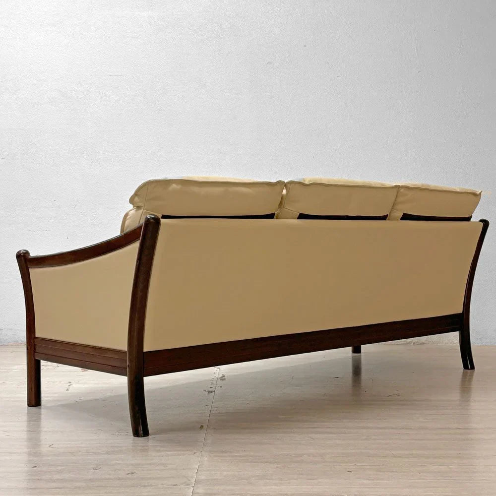 スカンジナビアビンテージ Scandinavian Vintage 3Pソファ 本革 ビーチ材 北欧 Lloyd's Antiques取扱 現状品 ●