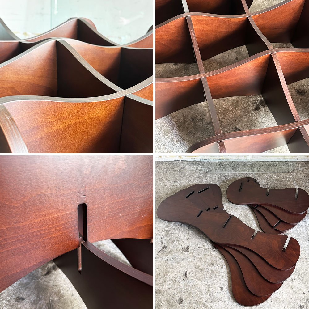 イーアンドワイ E&Y マトリックス テーブル MATRIX TABLE Lサイズ ダークブラウン ビーチ材プライウッド ガラス天板 アンドリュー・タイ w110cm モダンデザイン ■