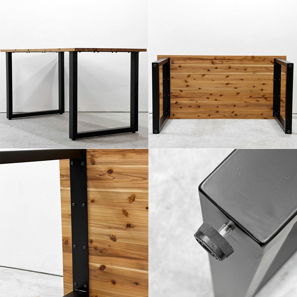 かなでもの KANADEMONO ザ・テーブル THE TABLE デスク 杉無垢材 W140cm スチール スクエアレッグ ブラック 定価￥55,000- ●