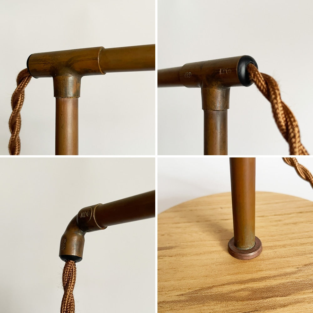 レコード record 木製 テーブルランプ スタンドライト 1灯 真鍮 H41.5cm 齋藤勝弘 木工作品 現代作家 ■
