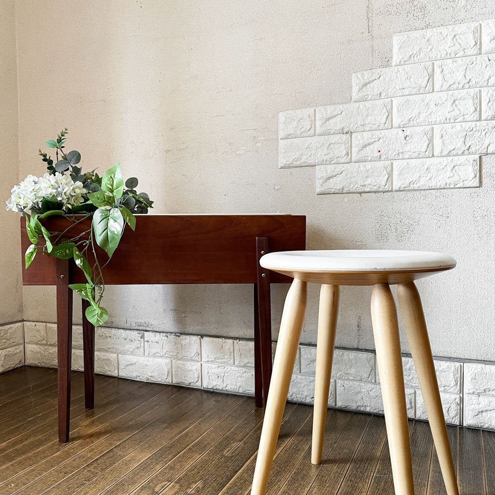 天童木工 Tendo リングスツール Ring Stool ビニールレザーシート オールマイティホワイト メープル材 加藤徳吉 定価￥39,600- ◎
