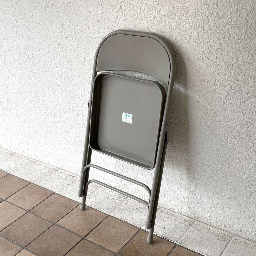 チューブラースチール フォールディングチェア TUBULAR STEEL FOLDING CHAIR 折りたたみ椅子 グレー アメリカ インダストリアル PFS取扱 A ◇