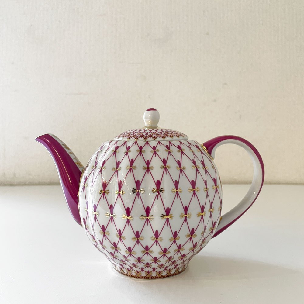 インペリアルポーセリン Imperial Porcelain コバルトネット COBALTNET ティーポット ピンク 600ml アンナ・ヤツケヴィッチ ロシア 参考価格￥25,300- ◎