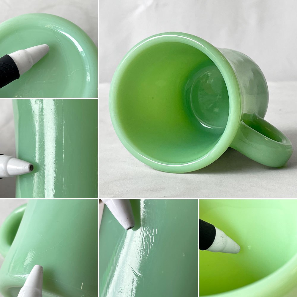 ファイヤーキング FIRE KING チョコレートマグ ジェダイ JADE-ITE Cハンドル ミルクガラス 1952～55年 USビンテージ アンカーホッキング B ◇