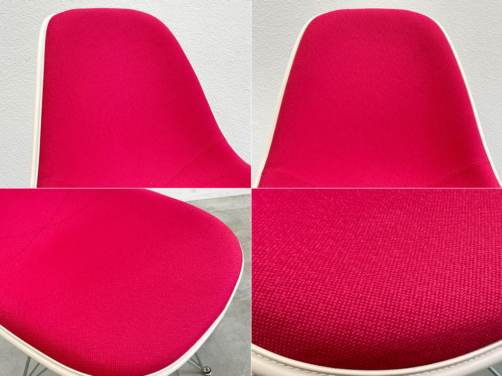 ハーマンミラー Herman Miller サイドシェルチェア Side shell chair エッフェルベース チャールズ ＆ レイ・イームズ ファブリック ダークピンクカラー 〓