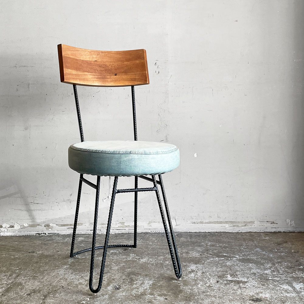 ディーボディ d-Bodhi カンパーニャ チェア デニム CAMPAGNA CHAIR ダイニングチェア チーク古材×アイアンレッグ インダストリアルデザイン A ■