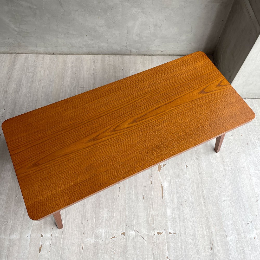 パシフィックファニチャーサービス P.F.S. ローテーブル DH TEA TABLE WITH SHELF Lサイズ W120cm ナラ材 マガジンラック付 定価￥71,500- ♪