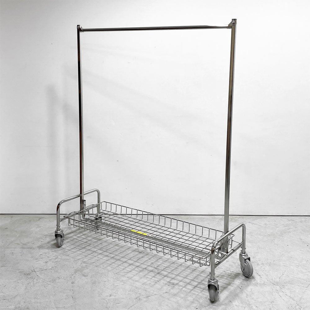 R&B ワイヤープロダクツ R&B WIRE PRODUCTS ガーメントラック GARMENT RACK 48"ハンガーラック バスケット付き インダストリアル 合計定価￥57,750- P.F.S.取扱 現状品 ●