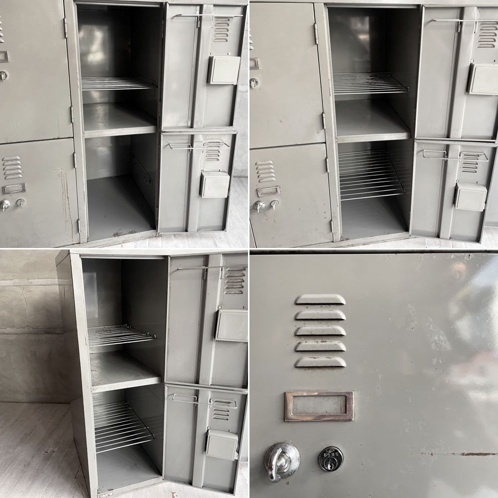 ビンテージ スチールロッカー Steel  LOCKER 6ドア 3列2段 鍵付き インダストリアル 店舗什器
