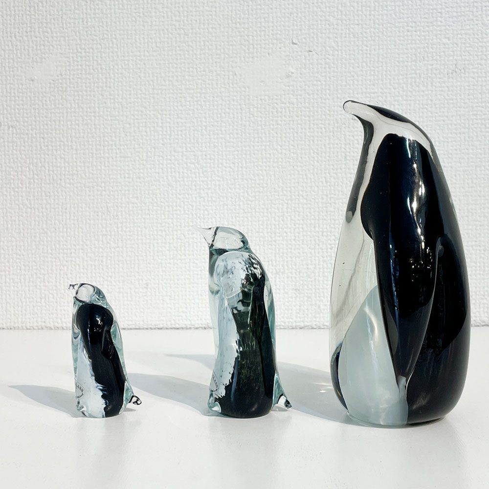 ホグラン アート グラス HOGLUND ART GLASS ガラスオブジェ ペンギンS・M・L 3点セット ニュージーランド ◎