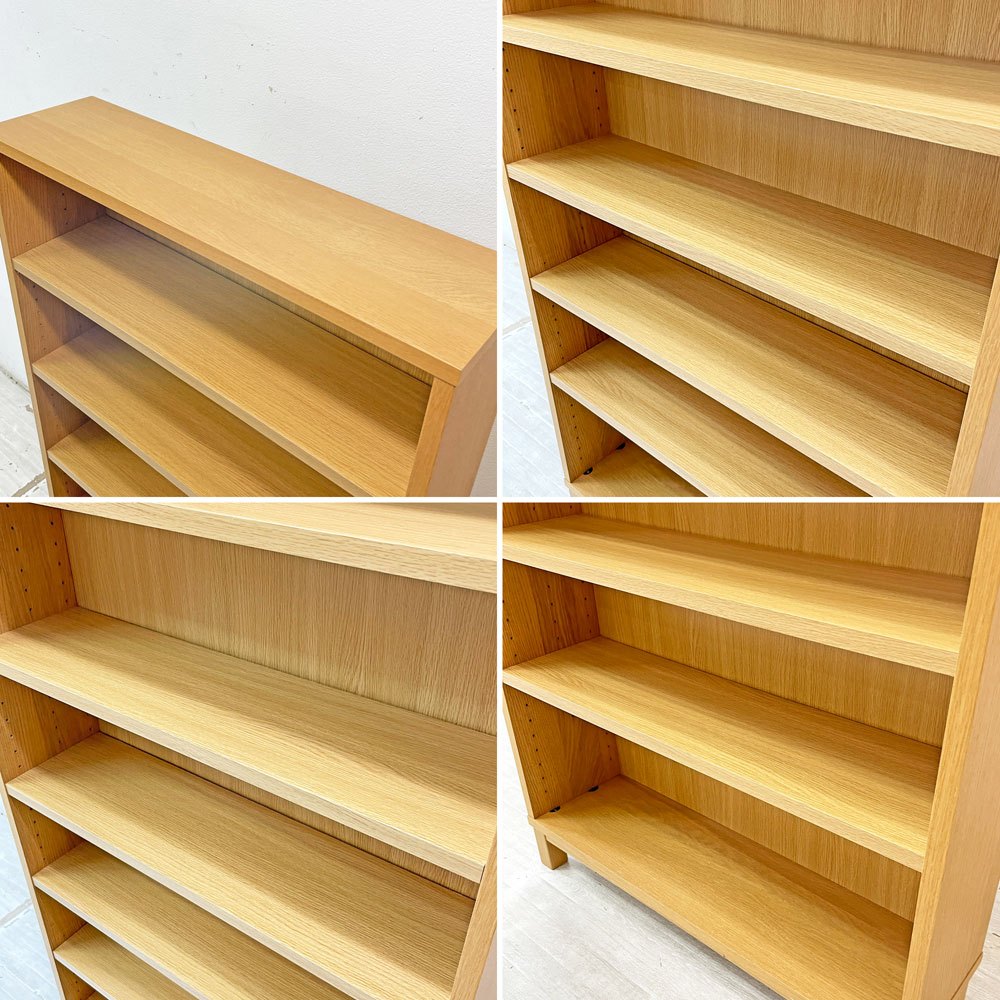 無印良品 MUJI オーク材 薄型ラック ワイド大 W80×D22×H175.5cm 6段 本棚 ブックシェルフ 廃番 ●