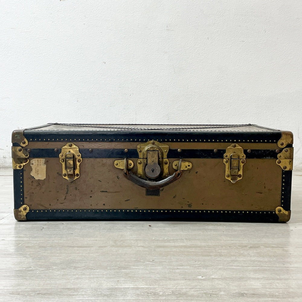 ジャパンビンテージ Japan Vintage トランクケース スタッズ レザーハンドル W79.5 鍵欠品 ●