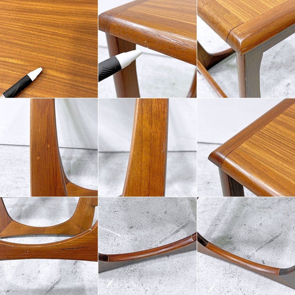サンエルム・プロダクツ SUNELM Products チーク材 ネストテーブル スキーエンド 70's UKビンテージ 英国家具 ミッドセンチュリー ●