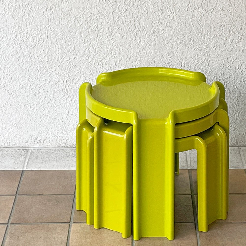 カルテル Kartell ネストテーブル Nesting Tables ジオット・ストッピーノ 3点セット ライムグリーン イタリアモダン オーストラリア製 希少 ◇