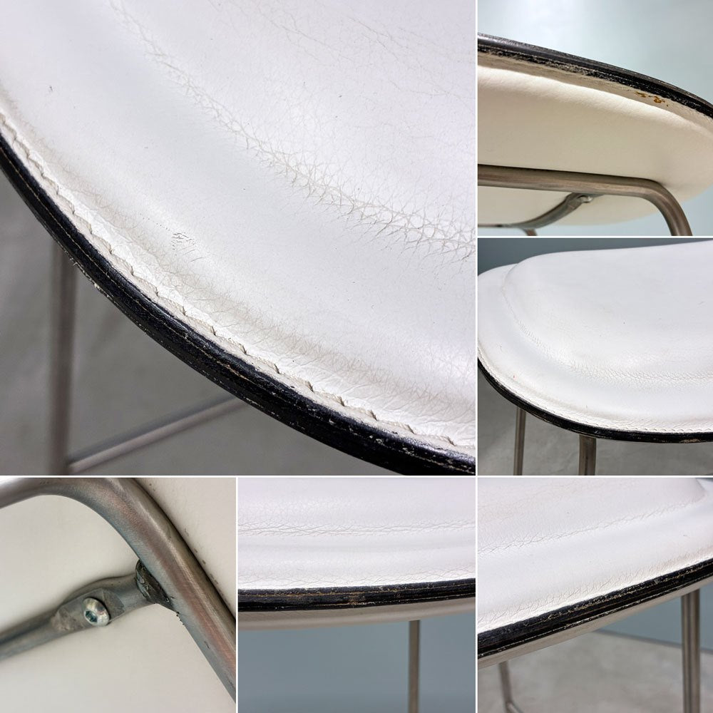 カッペリーニ Cappellini ハイパッドスツール Hi pad Stool ホワイトレザー×ステンレススチール ジャスパー・モリソン Jasper Morrison イタリアモダン ◎