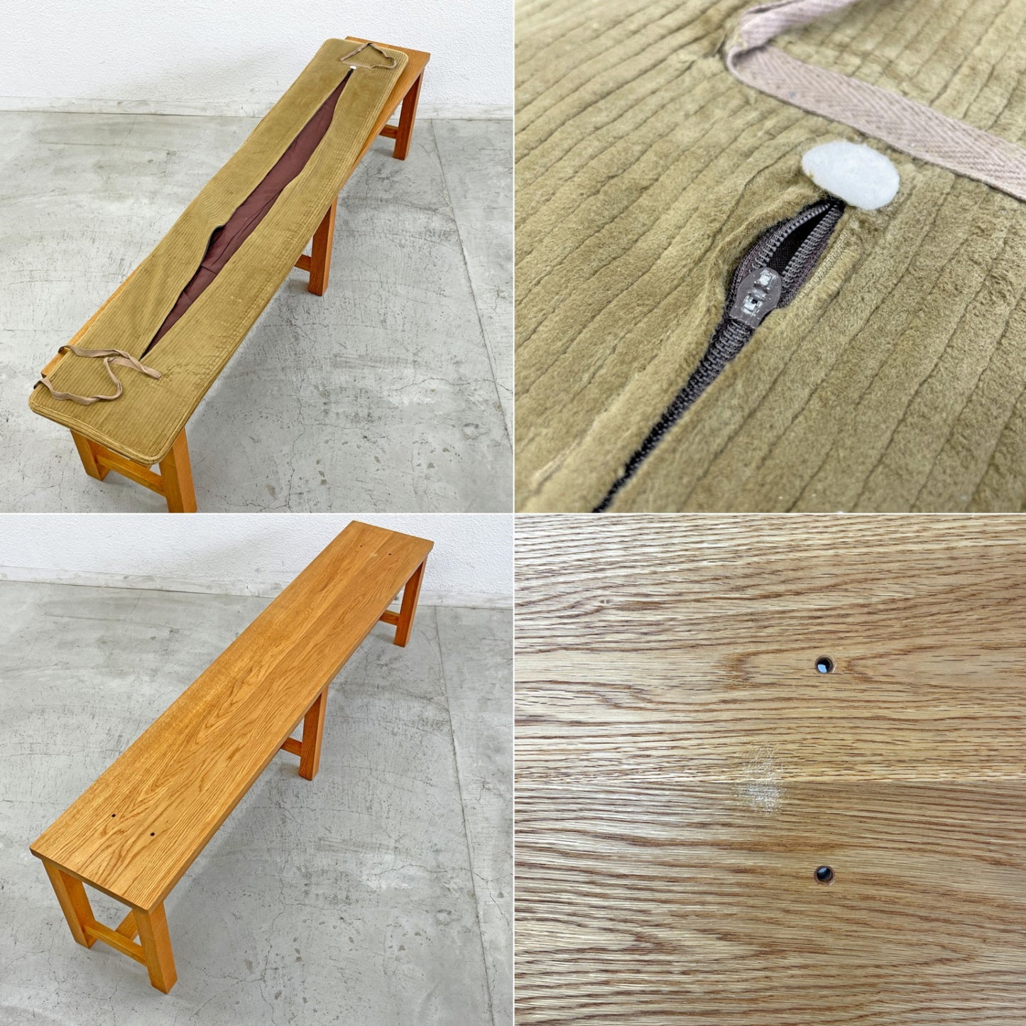 トラックファニチャー TRUCK FURNITURE SRベンチ SR BENCH オーク材 無垢材 コーデュロイ W160cm 定価約147,620円 〓