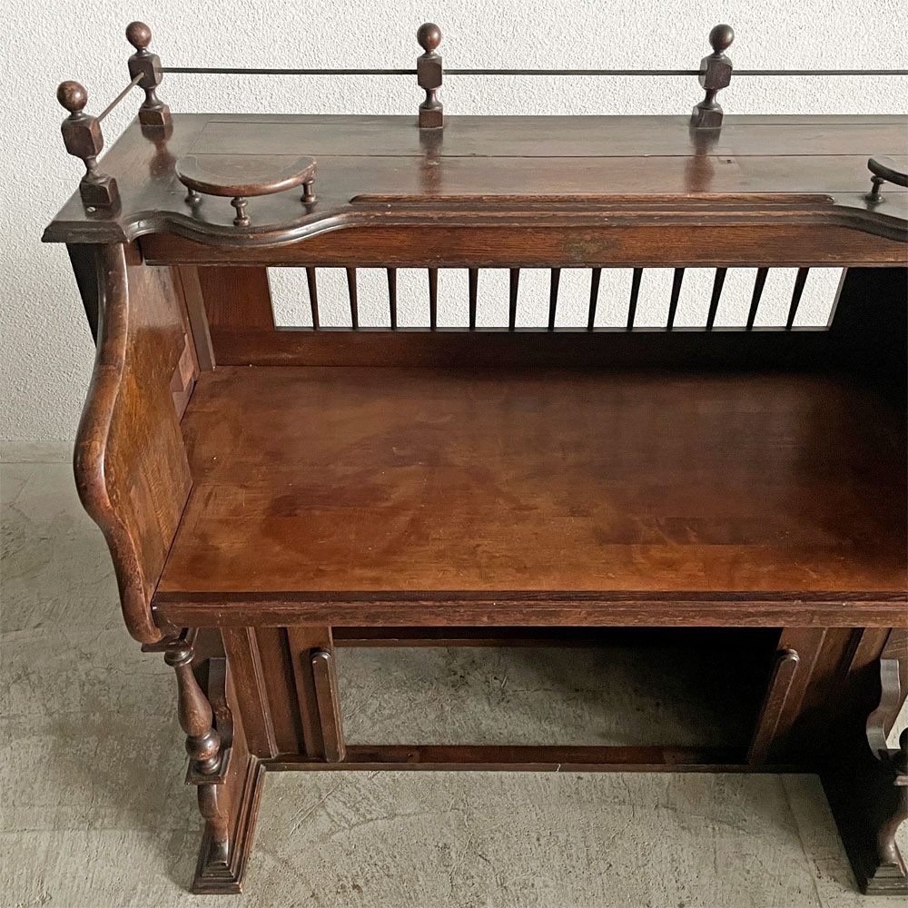 ジャパンビンテージ Japan Vintage 足踏みオルガン リメイクデスク 机 W126cm オーク材 十字屋楽器店 〓